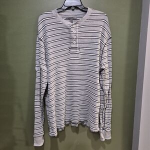 Old Navy Black and White Striped Henley